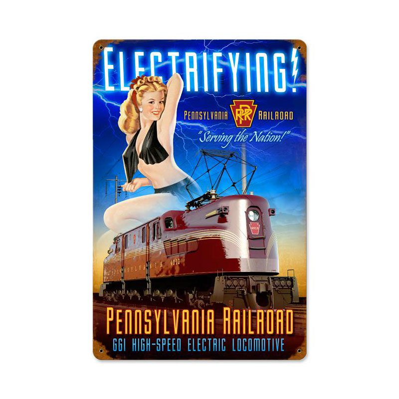 Pennsylvania Electric, Pinup Girls, Vintage Metal Sign, 18 X 12 Inches