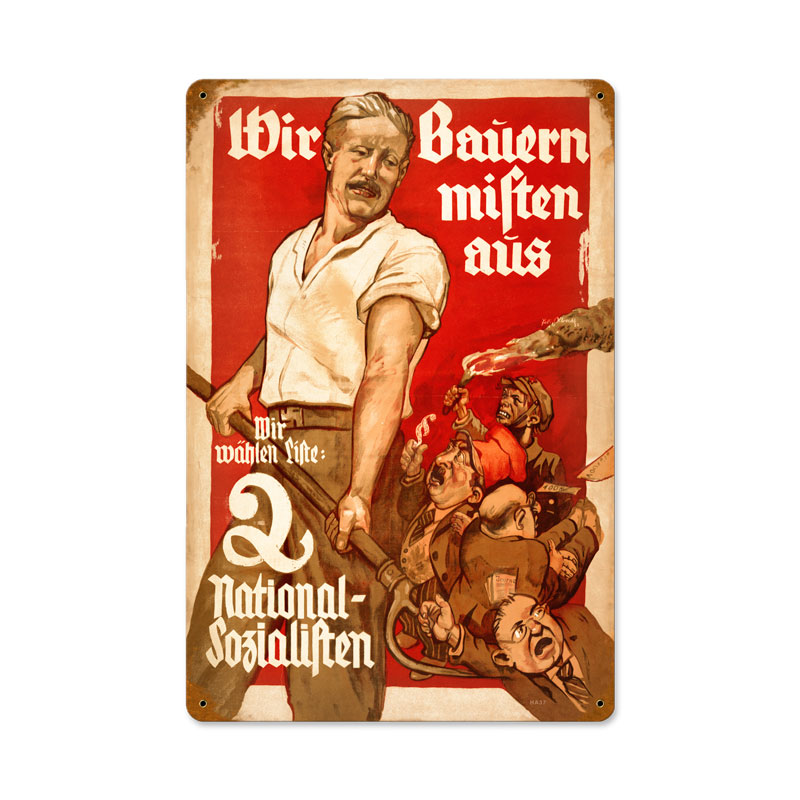 National Socialism, Axis Military, Vintage Metal Sign, 12 X 18 Inches