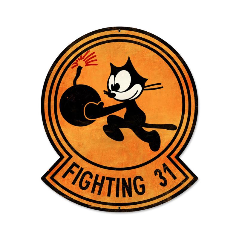 Tomcatters Fighting 31, Allied Military, Custom Metal Shape, 15 X 17 Inches