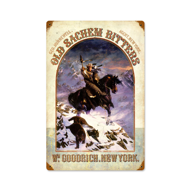 Old Sachum Bitters, Home and Garden, Vintage Metal Sign, 12 X 18 Inches