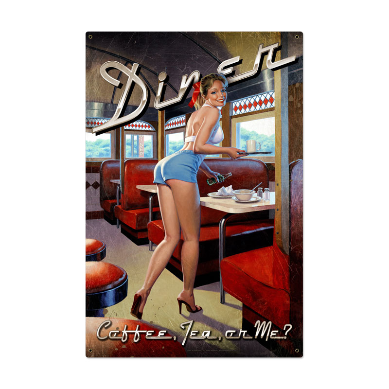 Diner, Pinup Girls, Metal Sign, 24 X 36 Inches