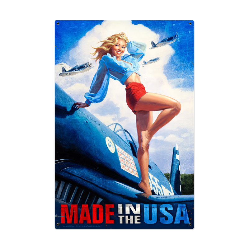 Made in the USA, Pinup Girls, Metal Sign, 24 X 36 Inches