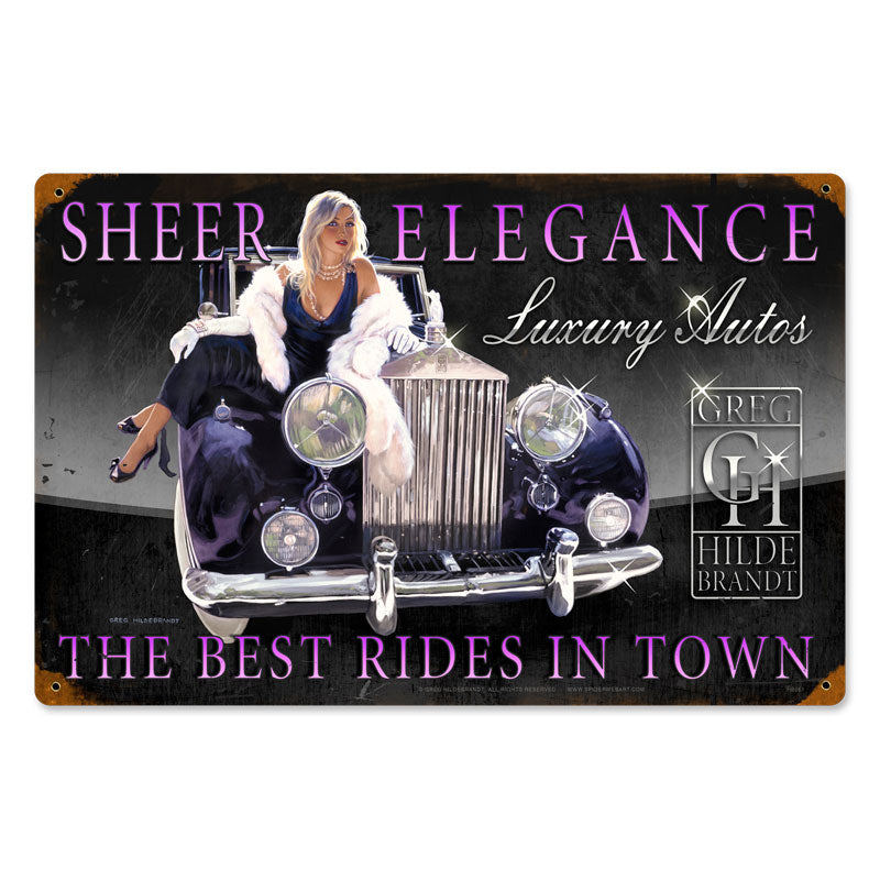 Sheer Elegance, Pinup Girls, Vintage Metal Sign, 18 X 12 Inches