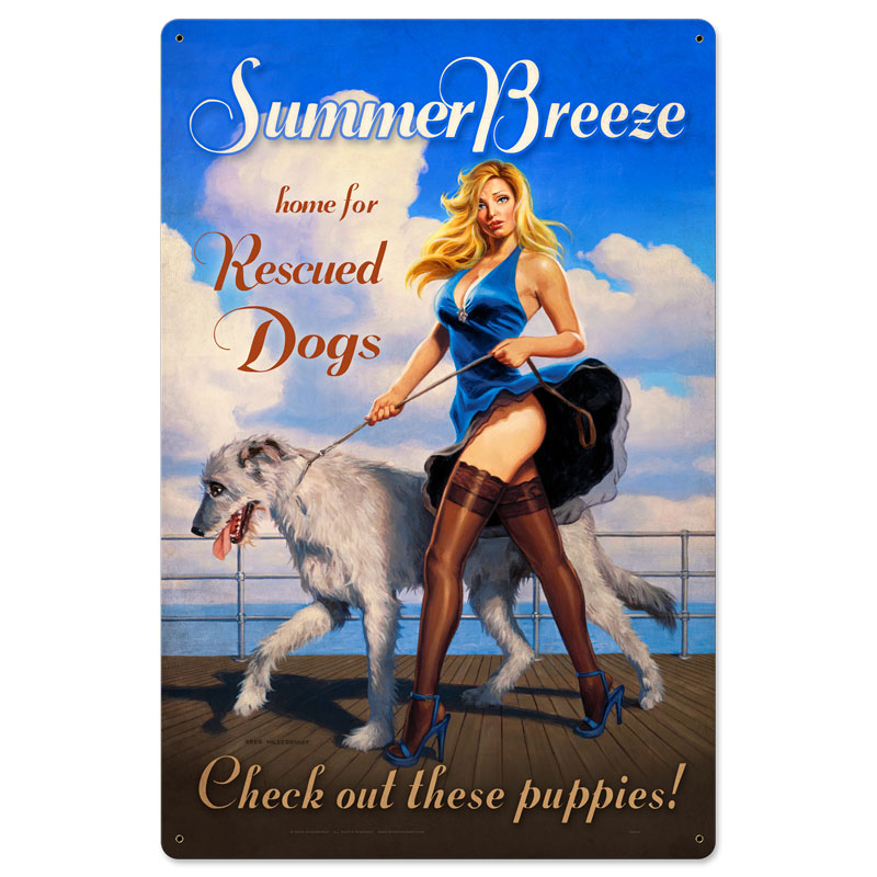 Summer Breeze, Pinup Girls, Metal Sign, 24 X 36 Inches