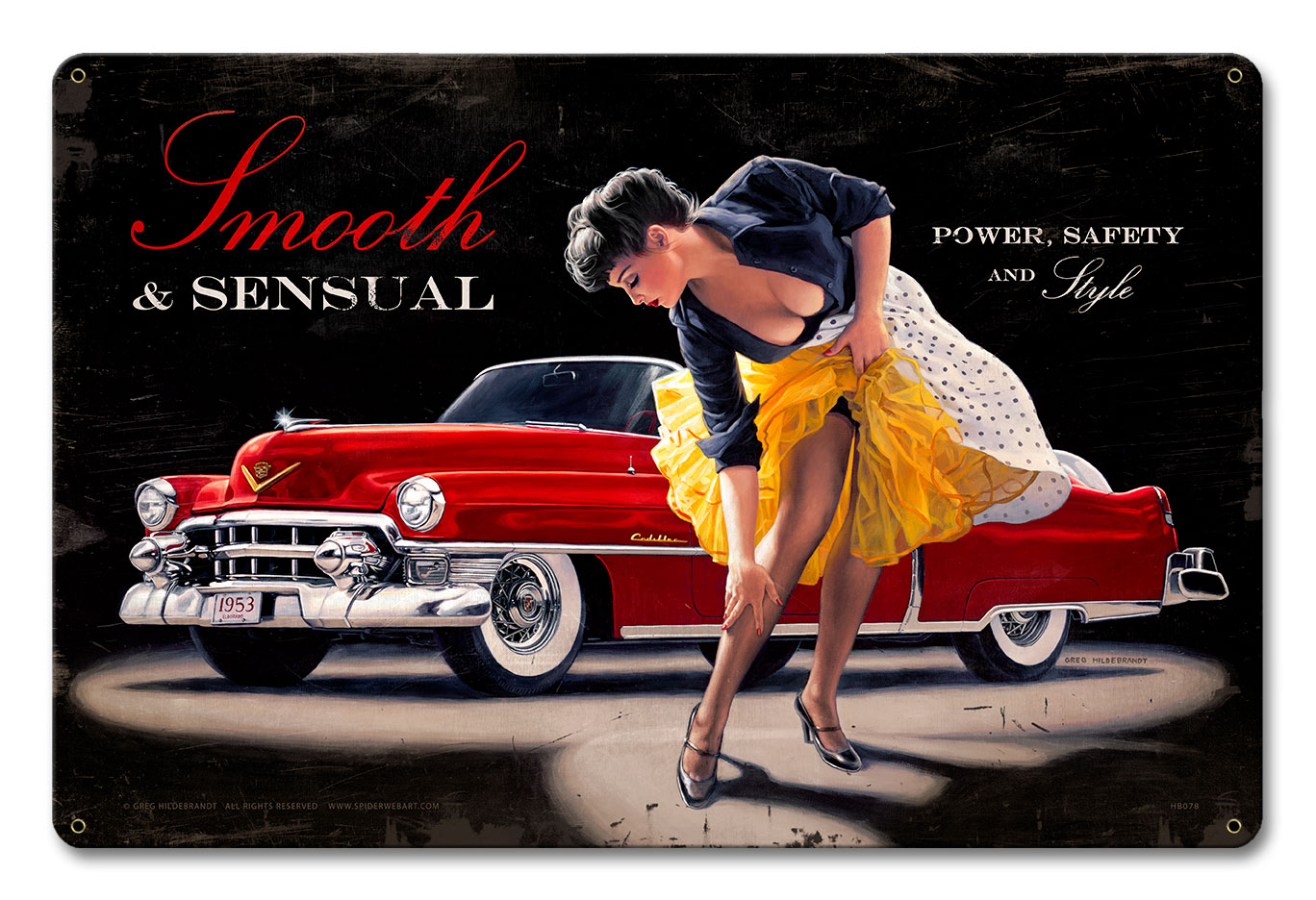 Smooth and Sensual, Pinup Girls, Vintage Metal Sign, 18 X 12 Inches