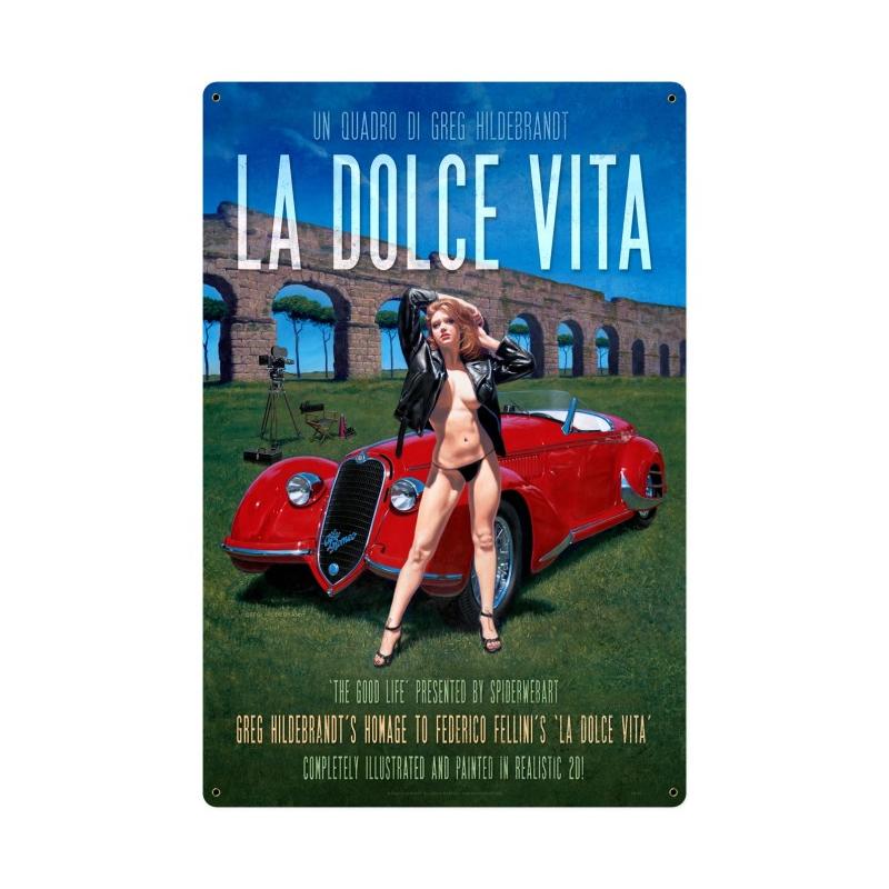 LA DOLCE VITA XL, Pinup Girls, Metal Sign, 24 X 36 Inches