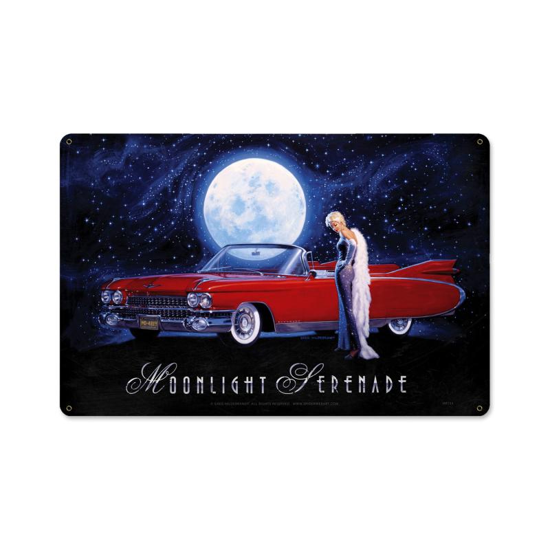 Moonlight Serenade, Pinup Girls, Metal Sign, 18 X 12 Inches