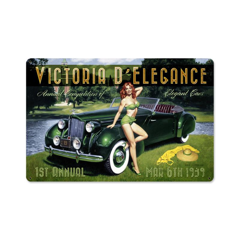 Victoria D Elegance, Pinup Girls, Metal Sign, 18 X 12 Inches