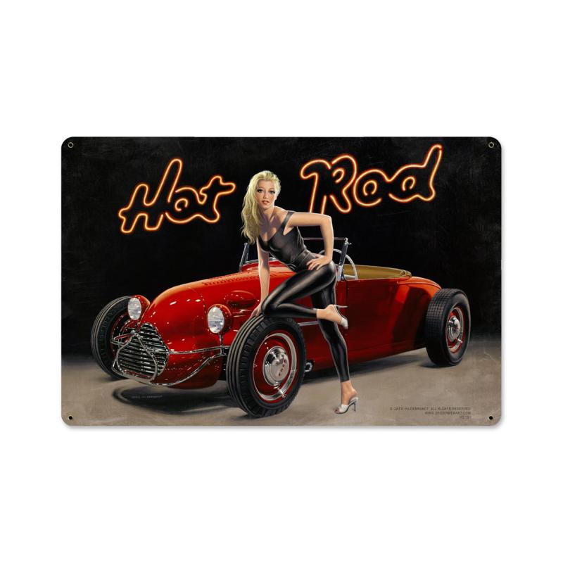 Hot Rod Large, , Vintage Metal Sign, 36 X 24 Inches