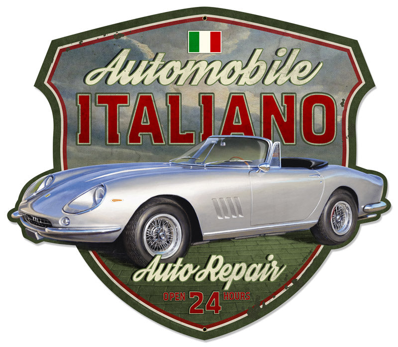 AUTOMOBILE ITALIANO SHIELD, Licensed Products/American Beauties by Greg Hildebrandt, PLASMA, 18 X 16 Inches
