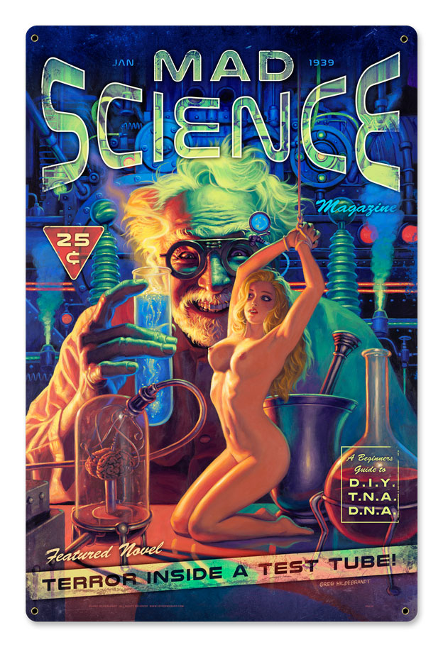Mad Science Magazine XL, Featured Artists/American Beauties by Greg Hildebrandt, Satin, 24 X 36 Inches
