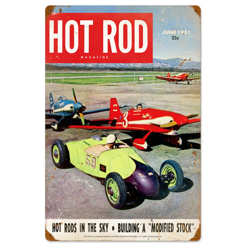 Hot Rods in the Sky, Automotive, Vintage Metal Sign, 16 X 24 Inches
