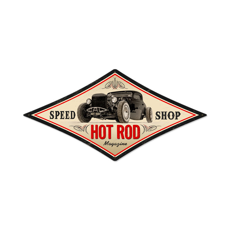 Speed Shop, Automotive, Diamond Metal Sign, 22 X 14 Inches