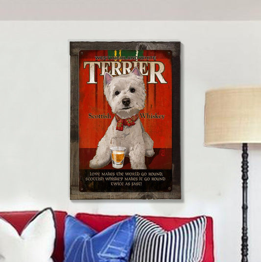 Westie, White Terrier, Dog, METAL Sign, Optional Reclaimed BarnWood Frame, American Steel, Wall Decor, Wall Art, Vintage