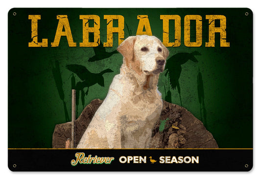 Labrador Retriever, Yellow Lab, Black Lab and Chocolate Lab Metal Sign 18"x12"