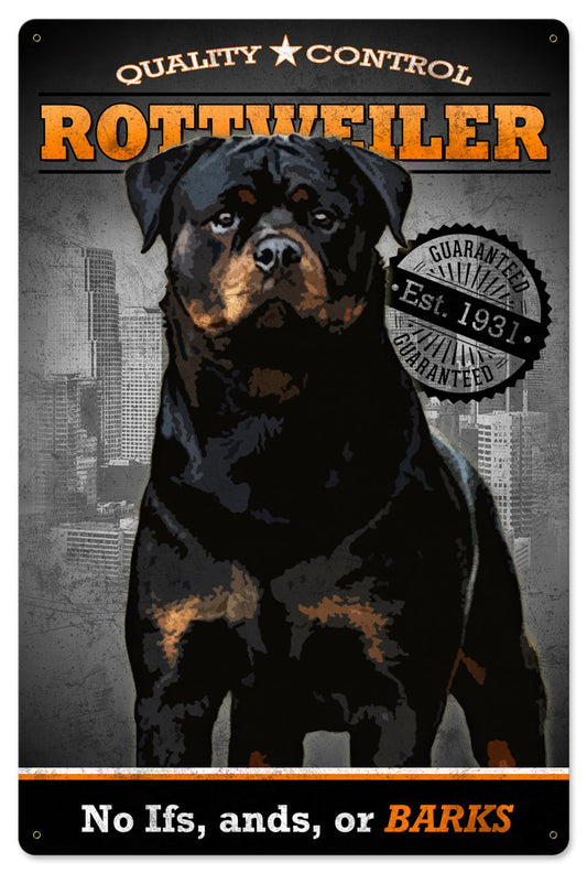 Rottweiler, Quality Control, Dog Metal Sign, Wall Decor, Wall Art 16"x24"