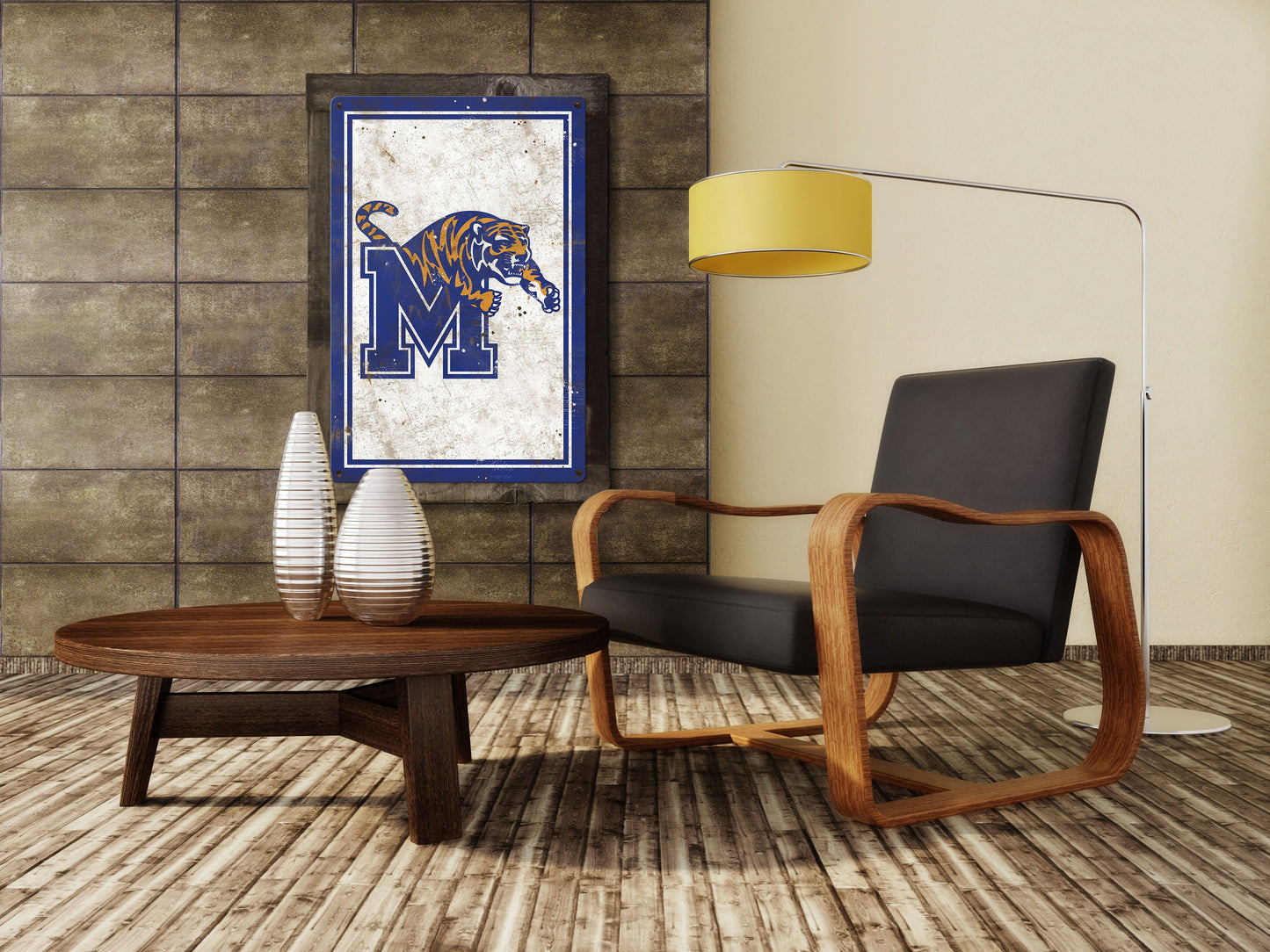 Memphis Tigers, Wall Art, Rustic Metal Sign, Optional Rustic Wood Frame, College Teams, Mascots, and Sports