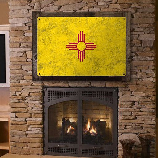 New Mexico State Flag, Land of Enchantment, Metal Sign, Optional Rustic Wood Frame, Wall Decor, Wall Art, Vintage, FREE SHIPPING!