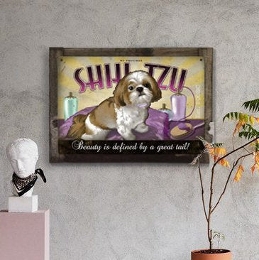Shih Tzu, Dog, METAL Sign, Optional Reclaimed BarnWood Frame, American Steel, Wall Decor, Wall Art, Vintage