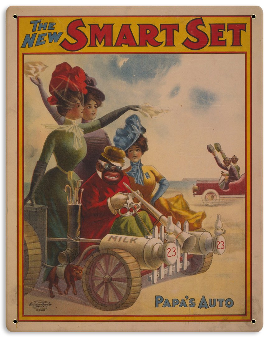 African Americana, Smart Set Papa's Auto, Metal Sign, Wall Decor, Black Art, 12"x15"