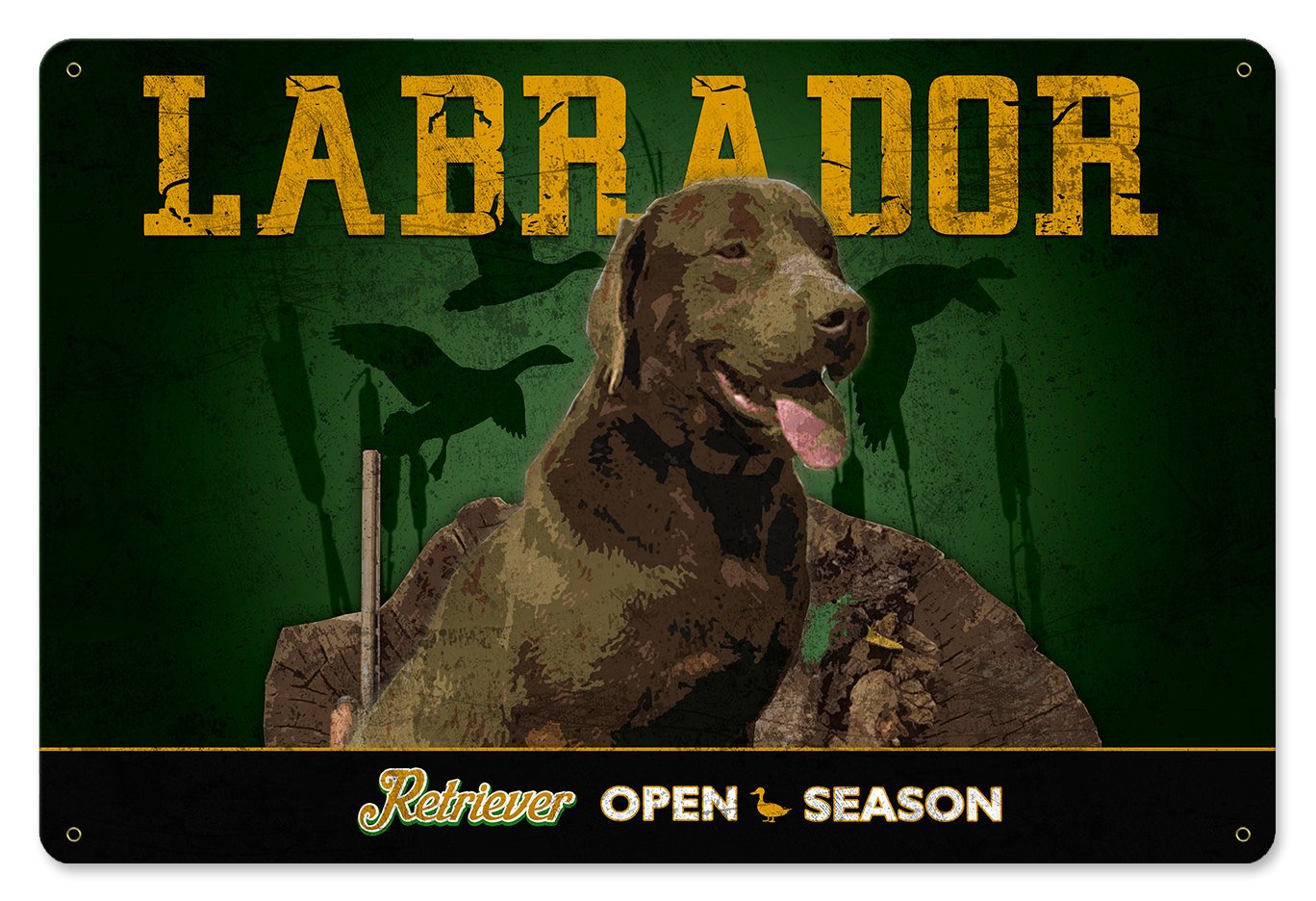 Labrador Retriever, Yellow Lab, Black Lab and Chocolate Lab Metal Sign 18"x12"