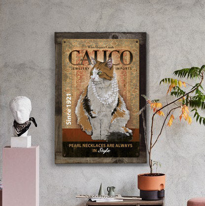 Calico, Cat, METAL Sign, Optional Reclaimed BarnWood Frame, American Steel, Wall Decor, Wall Art, Vintage
