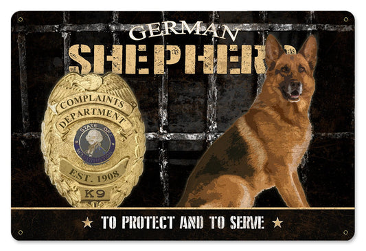 German Shepherd Complaints Department K-9 Police Dog Metal Sign, Wall Art, Wall Decor 18" x 12"