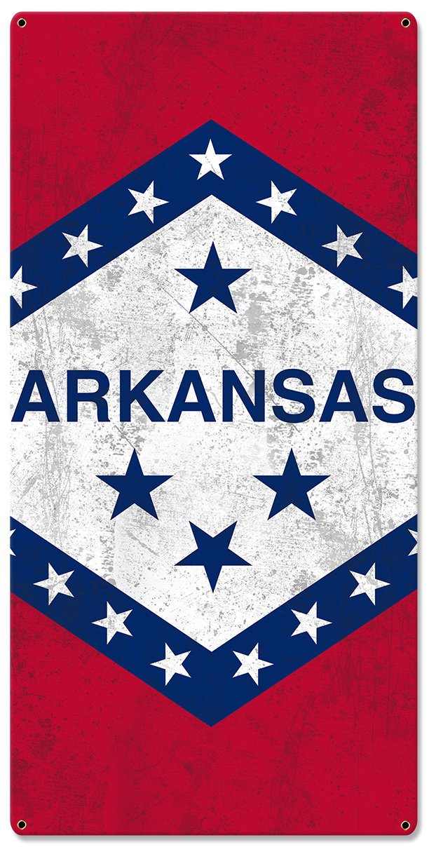 Arkansas State Flag, The Land of Opportunity, Triptych Metal Sign, Wall Decor, Wall Art, Vintage, 54"x36"