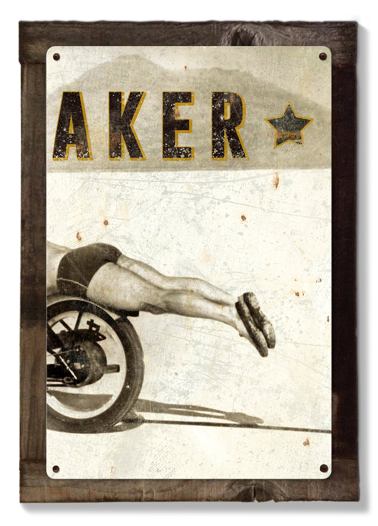 Bonneville, Motorcycle, Rollie Free, Record Breaker, Triptych METAL Sign, Wall Art , Optional Reclaimed Barn Wood Frame
