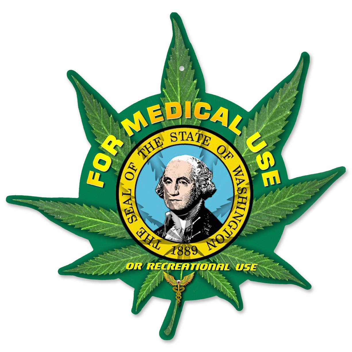 Marijuana Leaf, State Flag Options: Colorado, Washington, California, Oregon, Custom Hemp Leaf, Metal Sign, 12"x15"