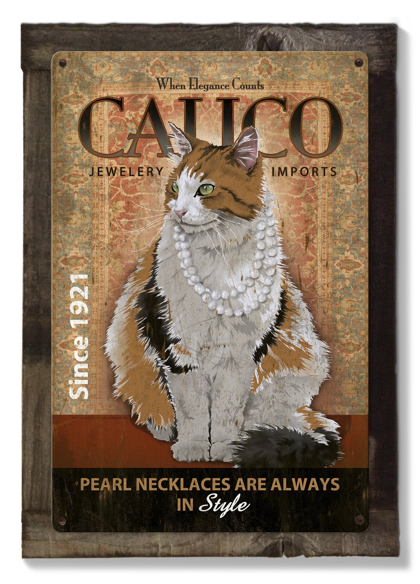 Calico, Cat, METAL Sign, Optional Reclaimed BarnWood Frame, American Steel, Wall Decor, Wall Art, Vintage