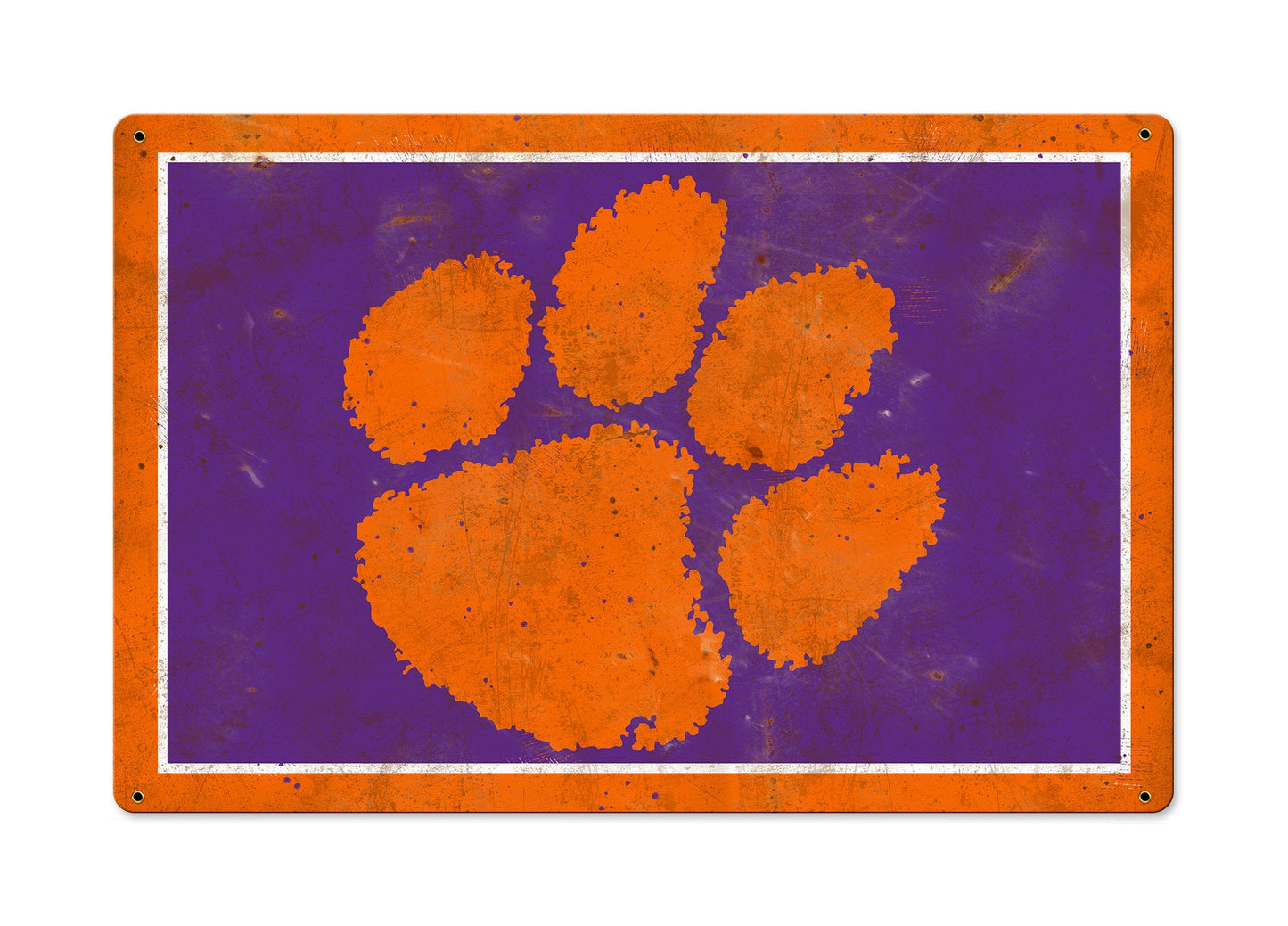 Clemson Tigers Wall Art, Rustic Metal Sign, Optional Rustic Wood Frame, College Teams, Mascots, and Sports, Free Shipping