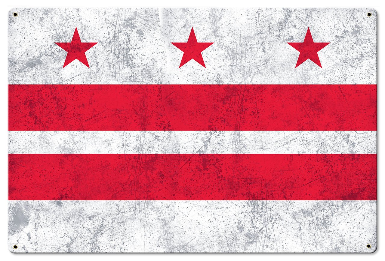 Washington D.C. State Flag, Taxation Without Representation, Metal Sign, Optional Rustic Wood Frame, Wall Decor, Wall Art, FREE SHIPPING!