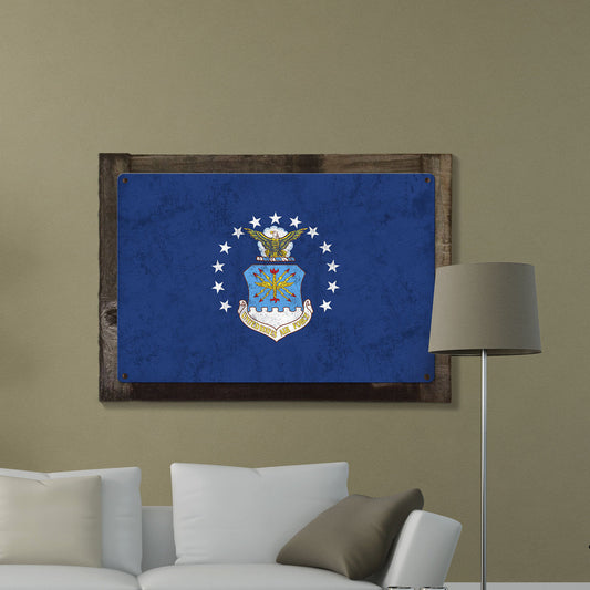 United States Air Force Flag, Armed Forces, Metal Sign, Optional Rustic Wood Frame, Wall Decor, Wall Art, Vintage, Rustic