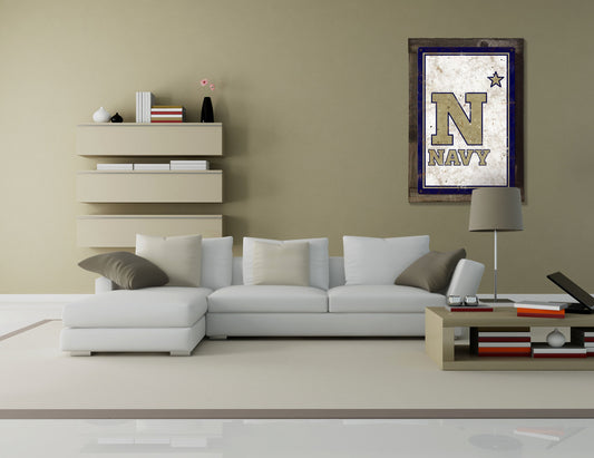 Navy Midshipmen, Wall Art, Rustic Metal Sign, Optional Rustic Wood Frame, College Teams, Mascots, and Sports