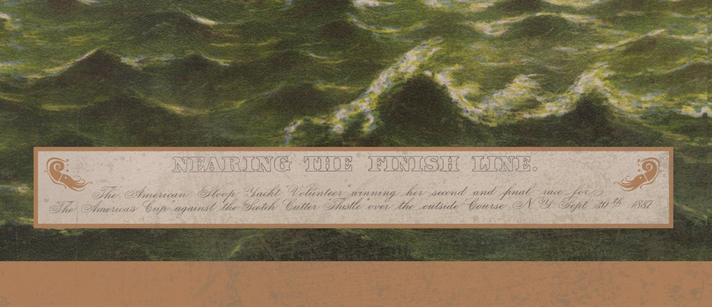 Nearing The Finish Line, The America's Cup, Volunteer, Currier & Ives 1887, Triptych Metal Sign, Americana, Wall Decor, Wall Art 54"x36"