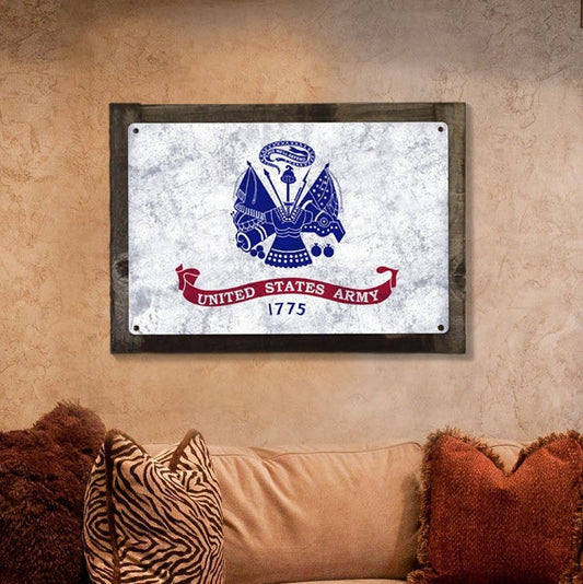 United States Army Flag, Armed Forces, Metal Sign, Optional Rustic Wood Frame, Wall Decor, Wall Art, Vintage, Rustic