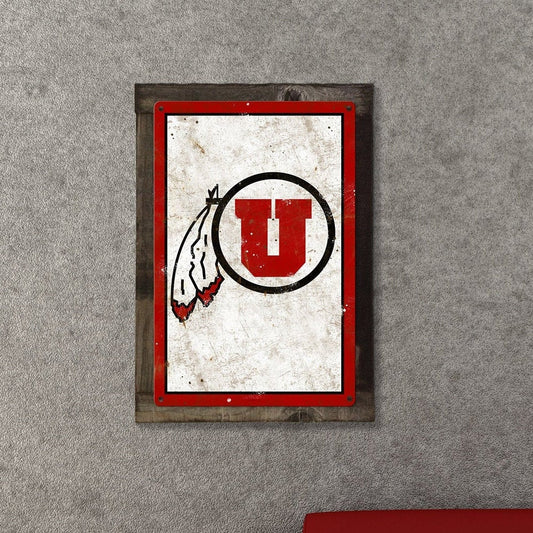 Utah Utes, Wall Art, Rustic Metal Sign, Optional Rustic Wood Frame, College Teams, Mascots, and Sports