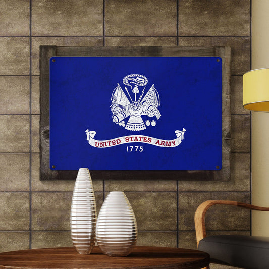 United States Army Field Flag, Armed Forces, Metal Sign, Optional Rustic Wood Frame, Wall Decor, Wall Art, Vintage, Rustic