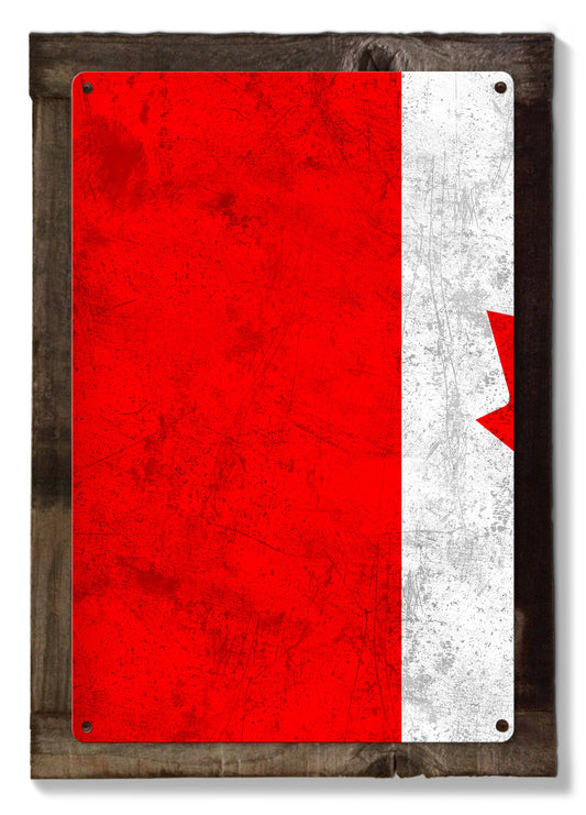 Canada Flag, Triptych METAL Sign, Vintage, Antique, Decor, Wall Art , Optional Reclaimed Barn-wood Frame