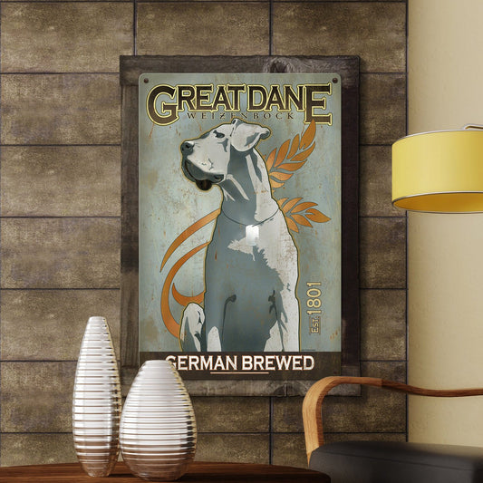 Great Dane, Dog, METAL Sign, Optional Reclaimed BarnWood Frame, American Steel, Wall Decor, Wall Art, Vintage