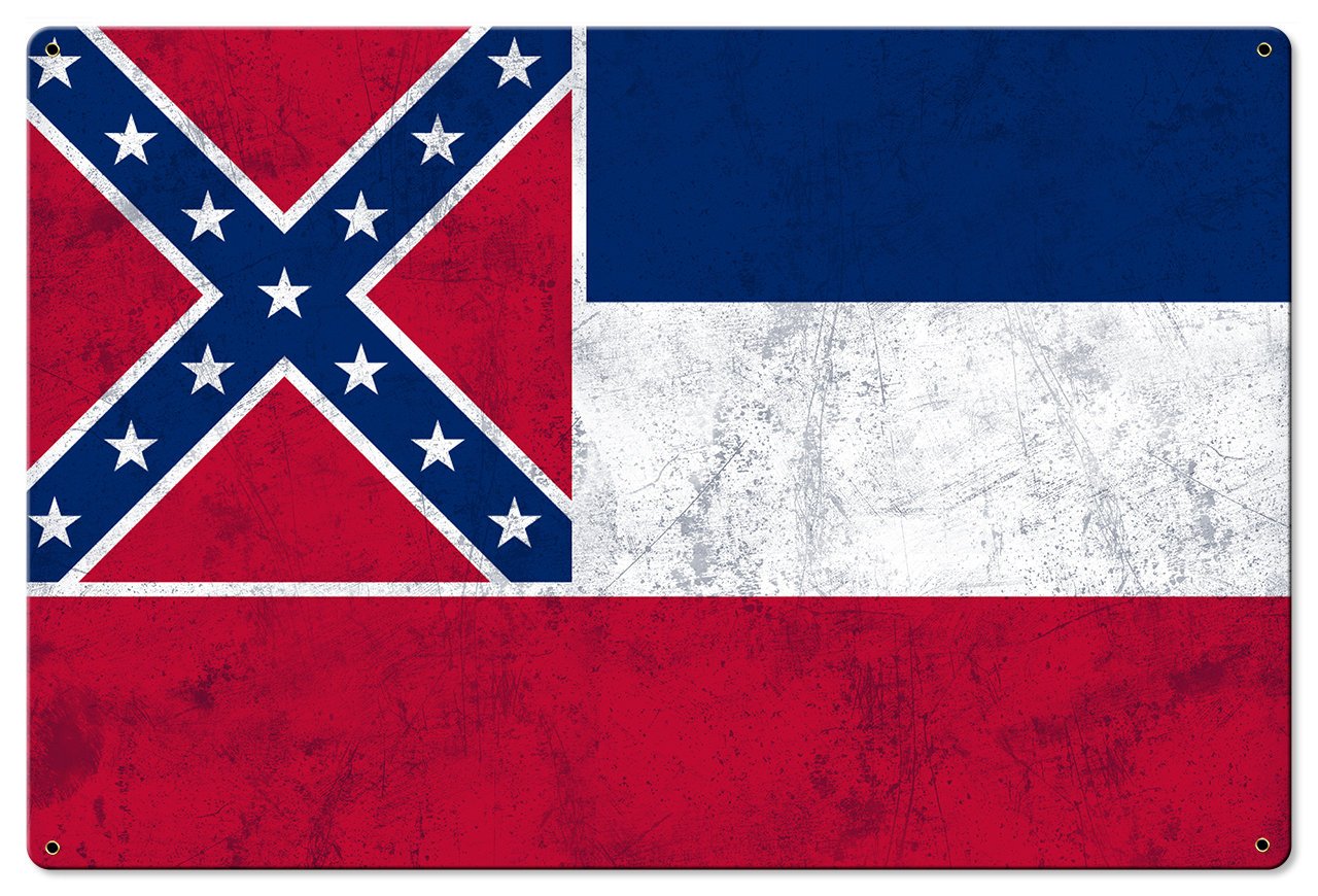 Mississippi State Flag, The Magnolia State, Metal Sign, Optional Rustic Wood Frame, Wall Decor, Wall Art, Vintage, FREE SHIPPING!