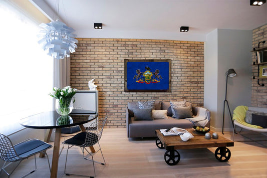 Pennsylvania State Flag, Virtue Liberty Independence, Metal Sign, Optional Rustic Wood Frame, Wall Decor, Wall Art, Vintage, FREE SHIPPING!