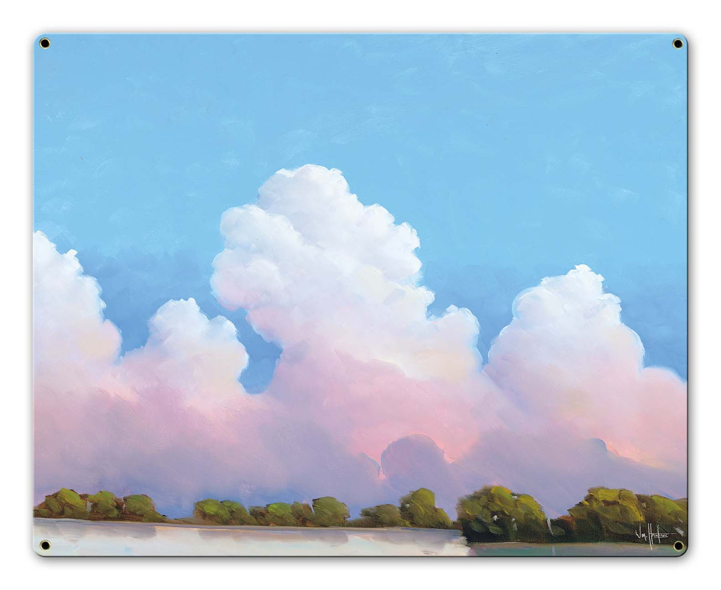 River And Sky Meet The Clouds Vintage Sign, Barn and Country, Metal Sign, Wall Art, 20 X 16 Inches