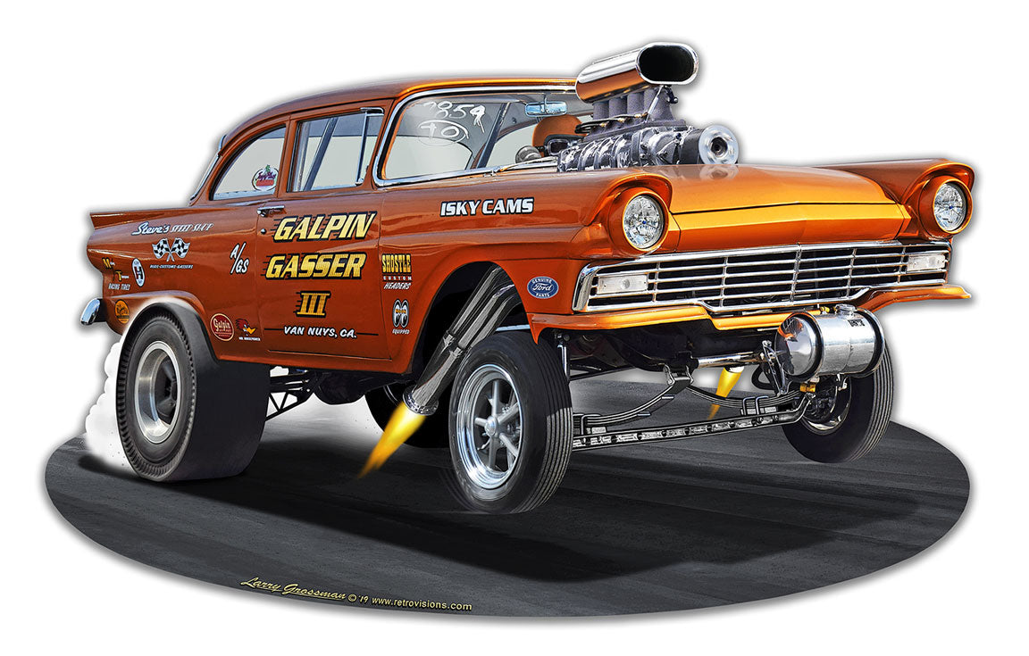 1957 Ford Gasser Vintage Sign, New Products, Metal Sign, Wall Art, 18 X 11 Inches