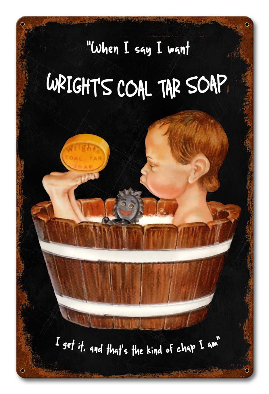 Wrights Coal Tar Soap Vintage Sign, Home & Garden, Metal Sign, Wall Art, 12 X 18 Inches