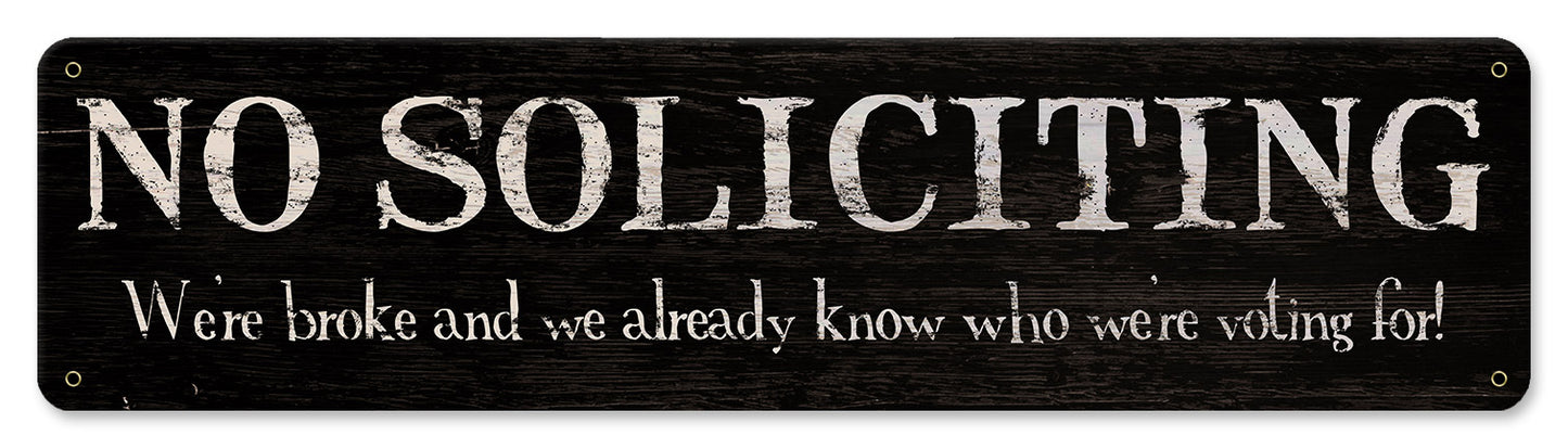 No Soliciting Vintage Sign, Home & Garden, Metal Sign, Wall Art, 20 X 5 Inches