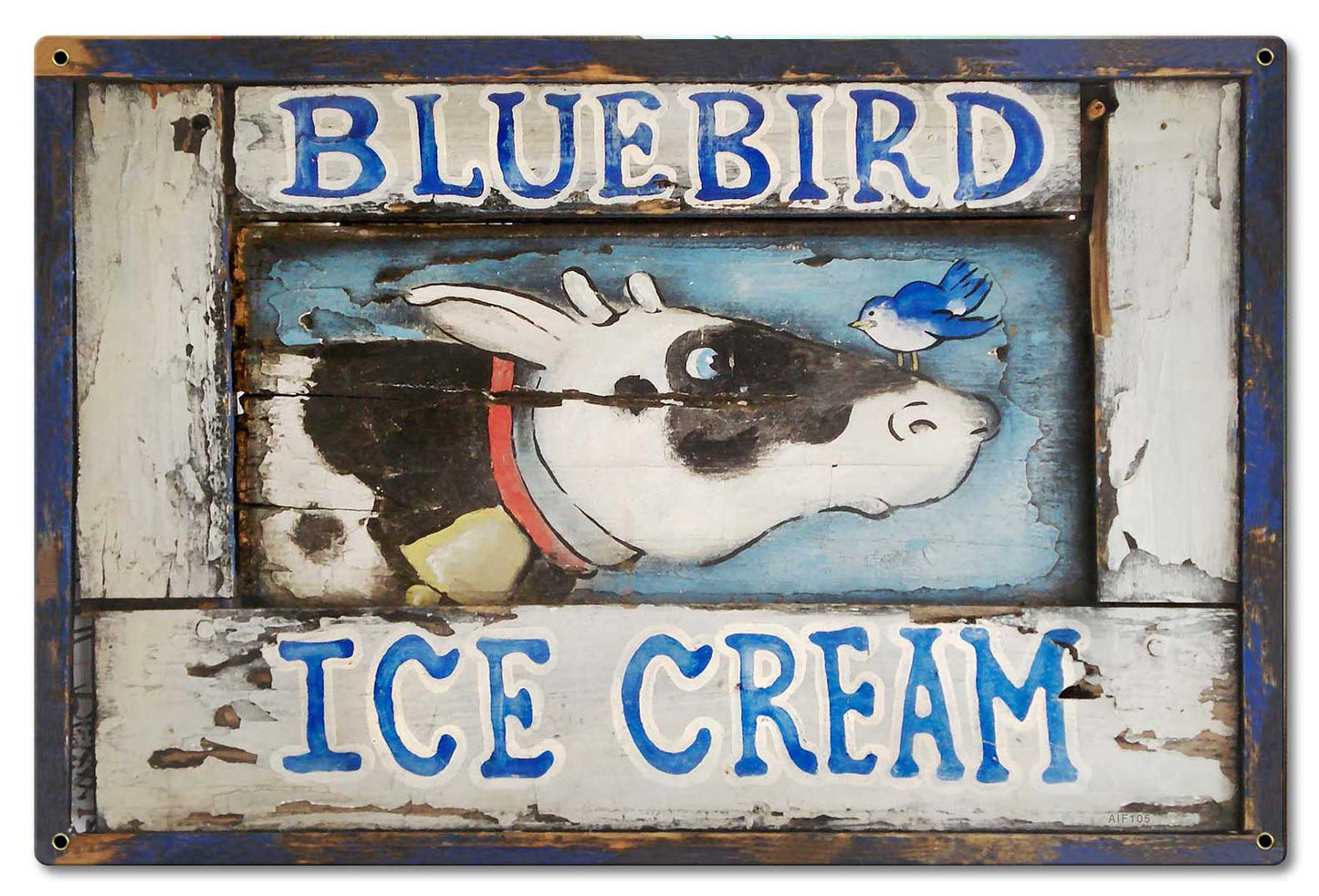 Blue Bird Ice Cream, Home & Garden, Metal Sign, Wall Art, 24 X 16 Inches