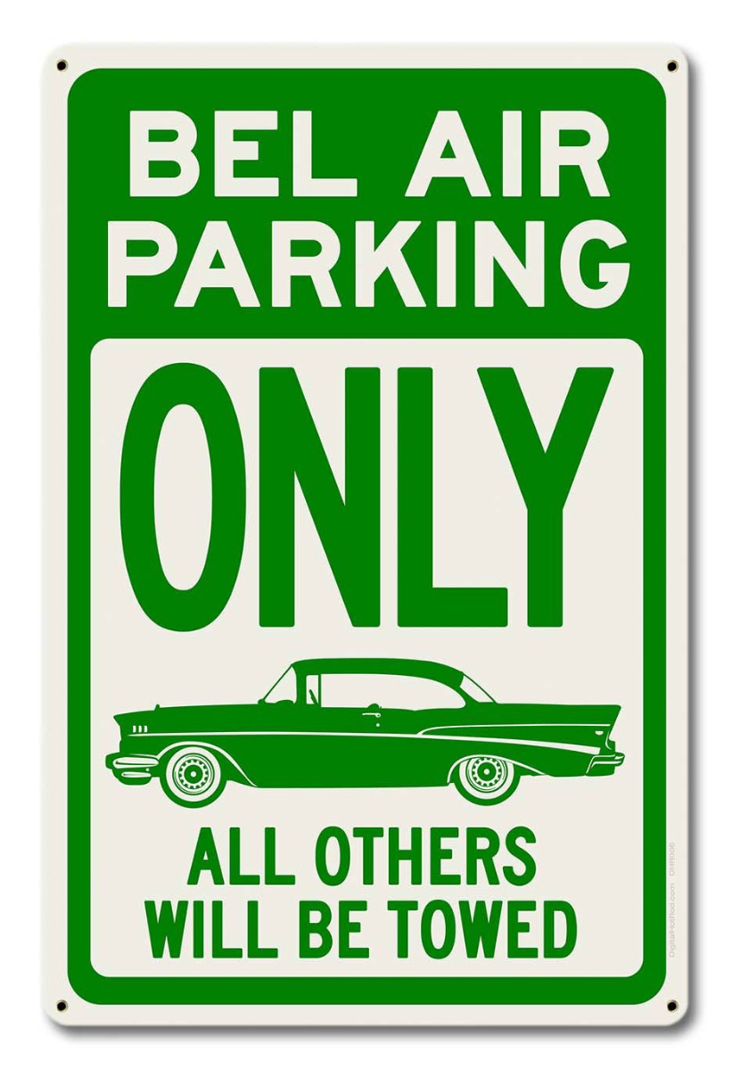 Bel Air Parking Green, Automotive, Metal Sign, Wall Art, 16 X 24 Inches