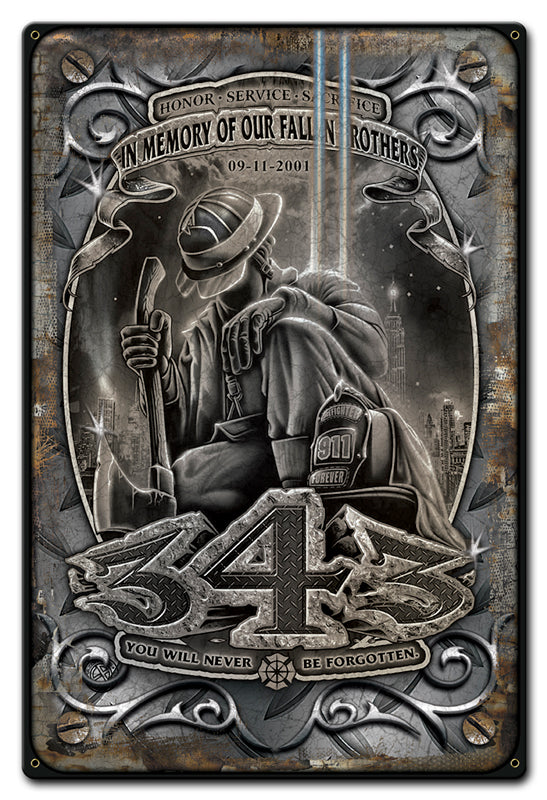 Fallen Brothers Vintage Sign, Patriotic, Metal Sign, Wall Art, 12 X 18 Inches